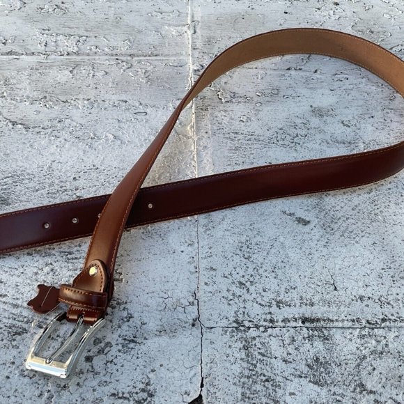 Leather Belt Brown Handmade Men Waistband Pink Buckle High Quality Size 43-44 in - Picture 9 of 9